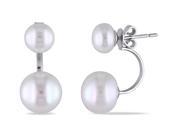 7 7.5mm and 10 10.5mm White Freshwater Cultured Pearl Sterling Silver Earrings