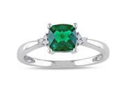 Sofia B 1 CT TW Lab Created Emerald 10K White Gold Ring with Diamond Accents