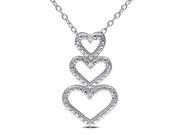 Julie Leah Sterling Silver Heart Pendant Necklace with Diamond Accents
