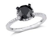 Julie Leah 2 CT TW Black and White Diamond 10K White Gold Halo Ring
