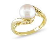Michiko 8 8.5 mm White Freshwater Pearl 10K Yellow Gold Fashion Ring