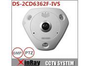 Hikvision 6MP Fish Eye IP Camera DS 2CD6362F IVS CCTV POE IR Outdoor Camera With Built in Mic Speaker 360 PTZ View Vandal proof