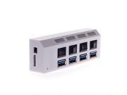 Meree 4 ports USB3.0 hub ABS material with LED indicator separate switches White