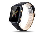 Meree Bluetooth Genuine Leather Smart Watch Mobile Phone 2G 32MB 128MB 0.3MP Phone Call Heart Rate Pedometer Sleep Monitor Wristwatch Black