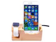 BNEST Natural Wood Bamboo Stand Charging Station Dock Cradle Holder with 3 USB Ports for iPhone and Apple Iwatch