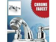 Bathroom Two Lever Handles Handle Centerset Lavatory Faucet Chrome