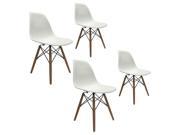 Apontus Eames Chair Natural Wood Legs Eiffel Dining Accent Set of 4 White