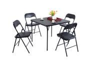 5 Piece Black Folding Card Table and Chair Set