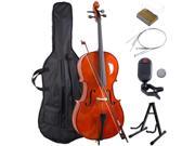Wood 4 4 Full Size Acoustic Cello w Case Bow Stand Strings Tuner Rosin