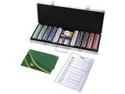 New 500 Chips Poker Dice Chip Set Texas Hold em Cards W Silver Aluminum Case