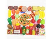 Deluxe Kids 60 PC Food Assortment Play Set Bright Colors Pizza Cookies Kitchen