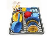 Kids Pretend Play Wash and Dry Dish Set with Drying Rack Playware Playset