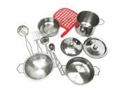 Kids Metal 11 PCS Pretend Kitchen Realistic Play Set Pots Pans Preschool Chef Cookware