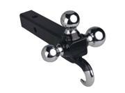 Towing w Hook Tri 3 Ball Trailer Hitch Receiver Mount Triple 1 7 8 2 2 5 16