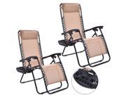 Zero Gravity Reclining Lounge Chair Set of 2 Beige