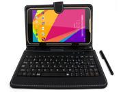 DURAGADGET Deluxe QWERTY Keyboard Folio Case in Black for the New BLU Studio 7.0 Tablet with Micro USB Connection Built In Stand BONUS Stylus Pen