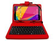 DURAGADGET Deluxe QWERTY Keyboard Folio Case in Red for the New BLU Studio 7.0 Tablet with Micro USB Connection Built In Stand BONUS Stylus Pen