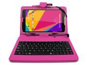 DURAGADGET Deluxe QWERTY Keyboard Folio Case in Hot Pink for the New BLU Studio 7.0 Tablet with Micro USB Connection Built In Stand BONUS Stylus Pen