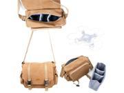 DURAGADGET Tan Brown Large Sized Canvas Carry Bag for FQ777 124 Pocket Drone Quadcopter With Multiple Pockets Customizable Interior Compartment