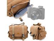 Tan Brown Large Sized Canvas Carry Bag for Panasonic Lumix DMC LX10 DMC LX15 Camera by DURAGADGET