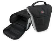 DURAGADGET Top Loader Adjustable Black Nylon Carry Case Bag with Easy Access Zipped Closure Shoulder Strap