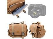 DURAGADGET Tan Brown Canvas Carry Bag for NEW Canon Powershot SX420 IS Powershot SX540 IS Camera With Multiple Adjustable Storage Compartments Multiple Poc