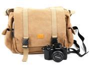 DURAGADGET Tan Brown Large Sized Canvas Carry Bag for Olympus OM D E M10 With Multiple Pockets Customizable Interior Compartment