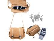 DURAGADGET Tan Brown Large Sized Canvas Carry Bag for Flyzano Zano Drone Quadcopter With Multiple Pockets Customizable Interior Compartment
