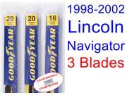 1998-2002 Lincoln Navigator Replacement Wiper Blade Set/Kit (Set of 3 Blades) (1999,2000,2001) 1998-2002 Lincoln Navigator Replacement Wiper Blade Set/Kit (Set of 3 Blades) (1999,2000,2001)