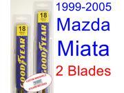 1999-2005 Mazda Miata Replacement Wiper Blade Set/Kit (Set of 2 Blades) (2000,2001,2002,2003,2004) 1999-2005 Mazda Miata Replacement Wiper Blade Set/Kit (Set of 2 Blades) (2000,2001,2002,2003,2004)