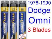 1978-1990 Dodge Omni Replacement Wiper Blade Set/Kit (Set of 3 Blades) (Goodyear Wiper Blades-Assurance) (1979,1980,1981,1982,1983,1984,1985,1986,1987,1988,1989 1978-1990 Dodge Omni Replacement Wiper Blade Set/Kit (Set of 3 Blades) (Goodyear Wiper Blades-Assurance) (1979,1980,1981,1982,1983,1984,1985,1986,1987,1988,1989