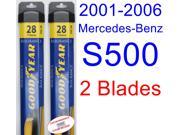 2001-2006 Mercedes-Benz S500 Replacement Wiper Blade Set/Kit (Set of 2 Blades) (Goodyear Wiper Blades-Assurance) (2002,2003,2004,2005) 2001-2006 Mercedes-Benz S500 Replacement Wiper Blade Set/Kit (Set of 2 Blades) (Goodyear Wiper Blades-Assurance) (2002,2003,2004,2005)