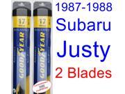 1987-1988 Subaru Justy Replacement Wiper Blade Set/Kit (Set of 2 Blades) (Goodyear Wiper Blades-Assurance) 1987-1988 Subaru Justy Replacement Wiper Blade Set/Kit (Set of 2 Blades) (Goodyear Wiper Blades-Assurance)