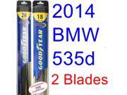 2014 BMW 535d Replacement Wiper Blade Set/Kit (Set of 2 Blades) (Goodyear Wiper Blades-Hybrid) 2014 BMW 535d Replacement Wiper Blade Set/Kit (Set of 2 Blades) (Goodyear Wiper Blades-Hybrid)