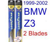 1999-2002 BMW Z3 M Coupe Replacement Wiper Blade Set/Kit (Set of 2 Blades) (Goodyear Wiper Blades-Hybrid) (2000,2001) 1999-2002 BMW Z3 M Coupe Replacement Wiper Blade Set/Kit (Set of 2 Blades) (Goodyear Wiper Blades-Hybrid) (2000,2001)