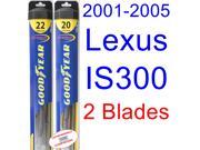2001-2005 Lexus IS300 Replacement Wiper Blade Set/Kit (Set of 2 Blades) (Goodyear Wiper Blades-Hybrid) (2002,2003,2004) 2001-2005 Lexus IS300 Replacement Wiper Blade Set/Kit (Set of 2 Blades) (Goodyear Wiper Blades-Hybrid) (2002,2003,2004)