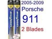 2005-2009 Porsche 911 Replacement Wiper Blade Set/Kit (Set of 2 Blades) (Goodyear Wiper Blades-Hybrid) (2006,2007,2008) 2005-2009 Porsche 911 Replacement Wiper Blade Set/Kit (Set of 2 Blades) (Goodyear Wiper Blades-Hybrid) (2006,2007,2008)
