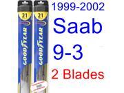 1999-2002 Saab 9-3 Replacement Wiper Blade Set/Kit (Set of 2 Blades) (Goodyear Wiper Blades-Hybrid) (2000,2001) 1999-2002 Saab 9-3 Replacement Wiper Blade Set/Kit (Set of 2 Blades) (Goodyear Wiper Blades-Hybrid) (2000,2001)