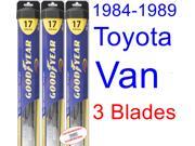 1984-1989 Toyota Van Replacement Wiper Blade Set/Kit (Set of 3 Blades) (Goodyear Wiper Blades-Hybrid) (1985,1986,1987,1988) 1984-1989 Toyota Van Replacement Wiper Blade Set/Kit (Set of 3 Blades) (Goodyear Wiper Blades-Hybrid) (1985,1986,1987,1988)