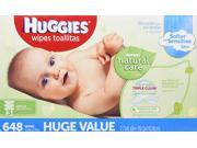 Huggies Natural Care Baby Wipes Refill Unscented Hypoallergenic Aloe and Vitamin E 648 Count