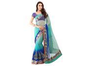 Triveni Incredible Blue Colored Embroidered Net Jacquard Saree 811