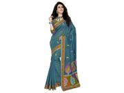 Triveni Entrancing Blue Colored Embroidered Blended Cotton Saree 221