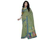 Triveni Evoking Green Colored Embroidered Blended Cotton Saree 224