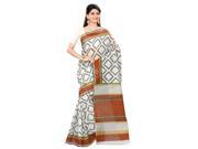 Triveni Cute Off White Colored Printed Blended Cotton Saree 1090