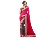 Triveni Gray Colored Border Work Faux Georgette Jacquard Saree