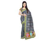 Triveni Grey Colored Embroidered Blended Cotton Saree