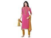 Triveni Charming Magenta Colored Embroidered Faux Georgette Salwar Kameez