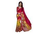 Triveni Divine Magenta Colored Printed Faux Georgette Saree