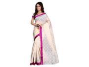 Triveni Groovy Off White Colored Woven Art Silk Jacquard Casual Wear Saree Without Blouse