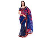 Triveni Magnetic Blue Colored Embroidered Faux Georgette Saree